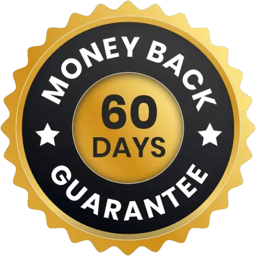 Illustration of a 60-day return option badge emphasizing customer satisfaction policy.